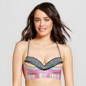 Shade & Shore Multi Stripe Geometric Swim Top
